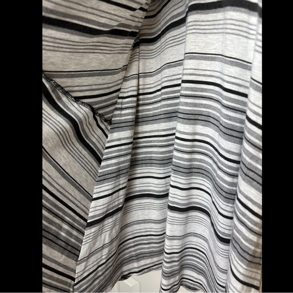 ATHLETA Shadow Striped Faux Wrap Skirt Black Heather Gray PullOn Knit Drawstring - Picture 7 of 13